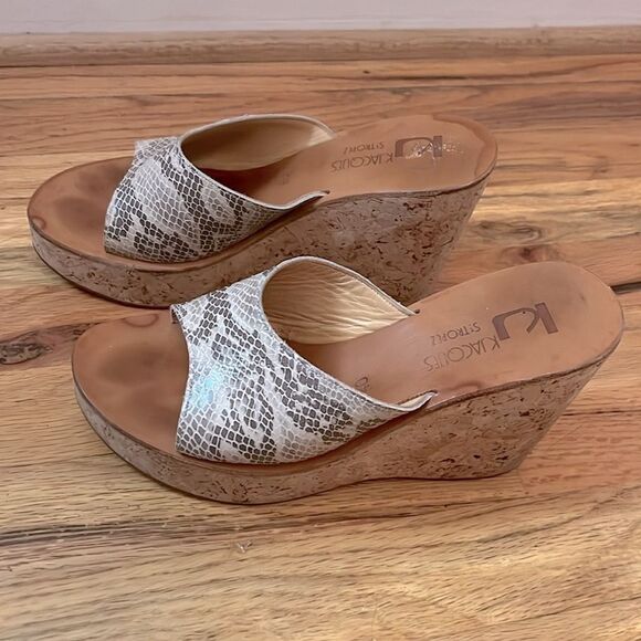 K.Jacques Black and White Snake Print Platform Wedges sz 40/9 - Picture 3 of 6